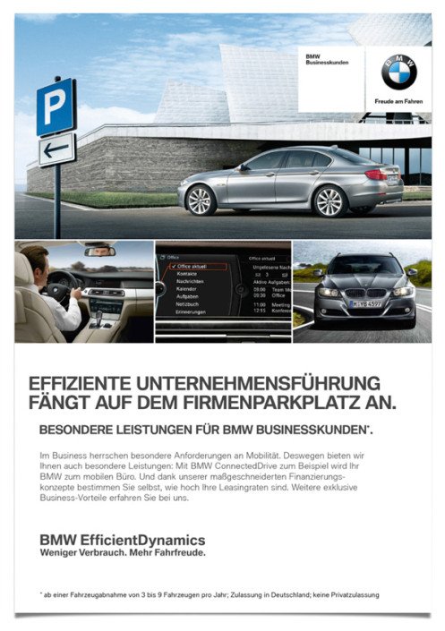 BMW – Anzeigenserie – Effiziente Unternehmensführung