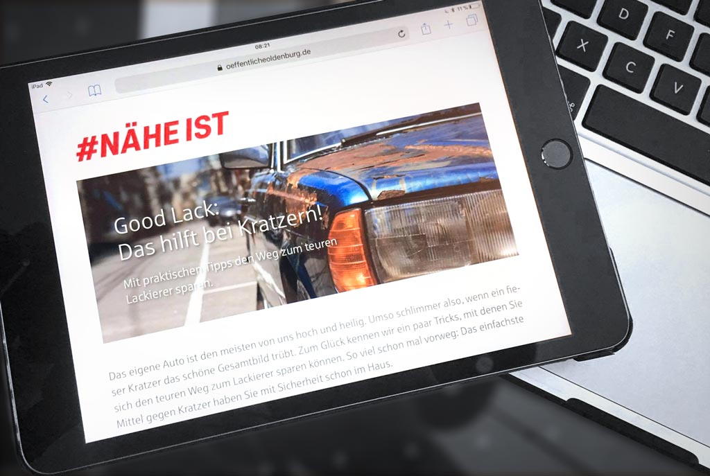 Landingpage Content Marketing - Öffentliche Versicherungen Oldenburg