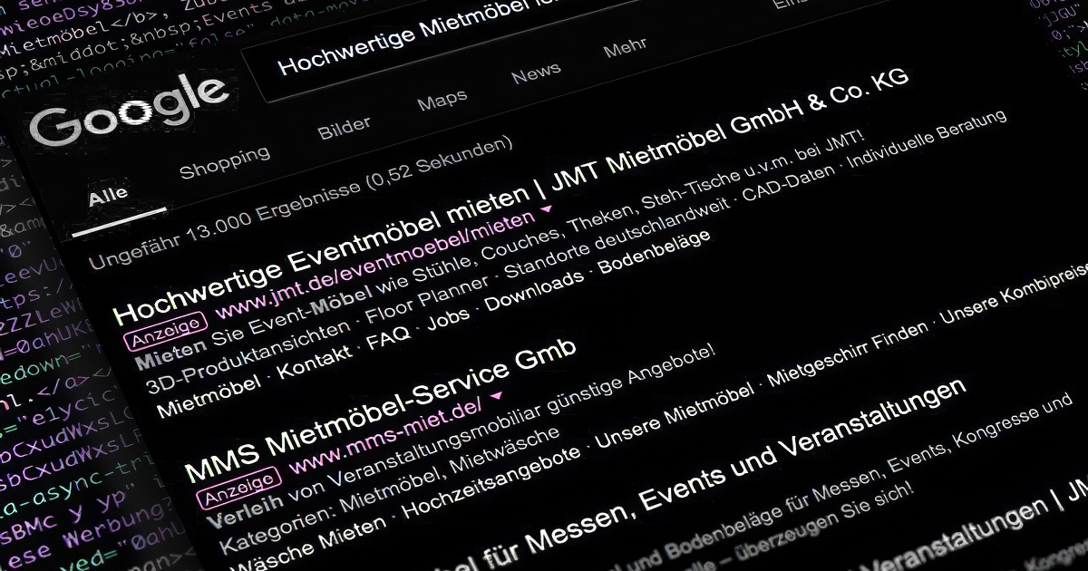 Adwords Kampagne - JMT Mietmöbel
