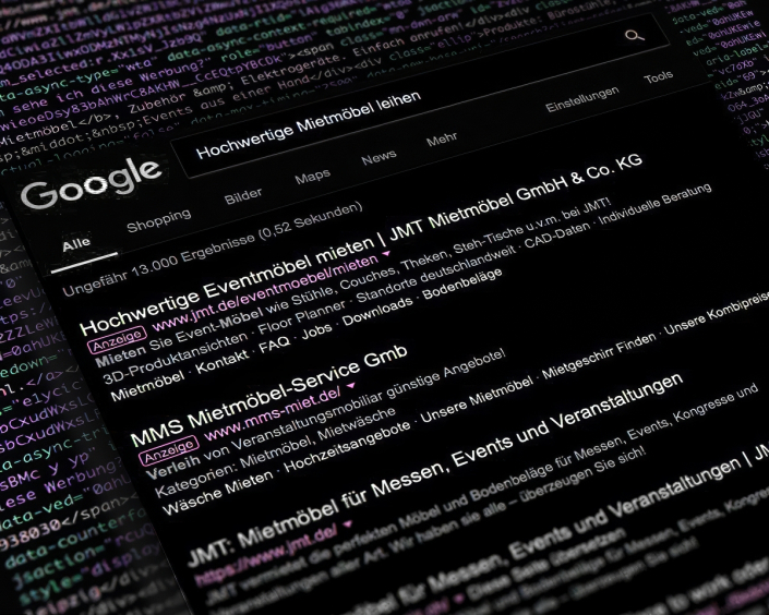 Werbeagentur Frese & Wolff Adwords Kampagne für JMT Mietmöbel