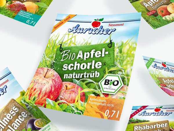 Packaging-Design - Auricher Fruchtsäfte - Etiketten - Frese & Wolff