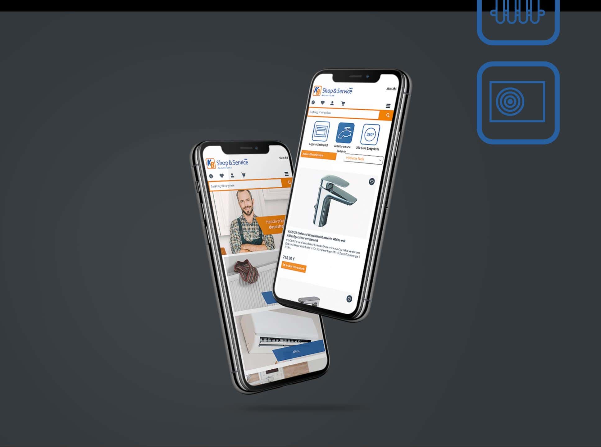 Ein Bild der Webseite KB-Shop auf dem Handy für die Frese & Wolff die Performance des Online Shops erhöht