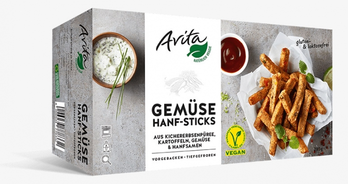 Avita Gemüse Hanf Sticks - Facing Package Design Frese & Wolff