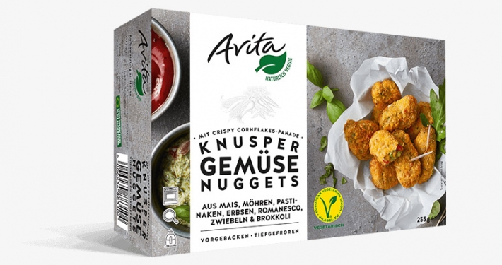 Avita Knusper Gemüse Nuggets - Facing Package Design Frese & Wolff