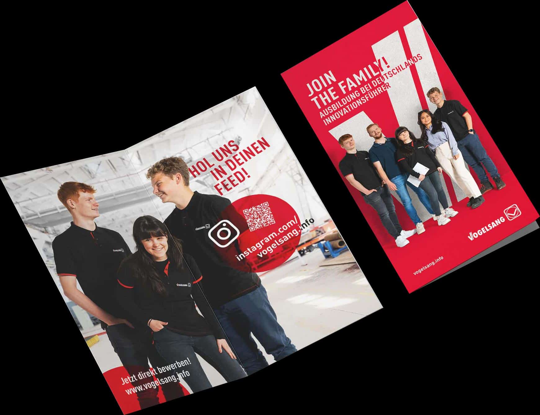 Von der Werbeagentur Frese & Wolff erstellter Flyer für das Azubi Marketing der Firma Vogelsang
