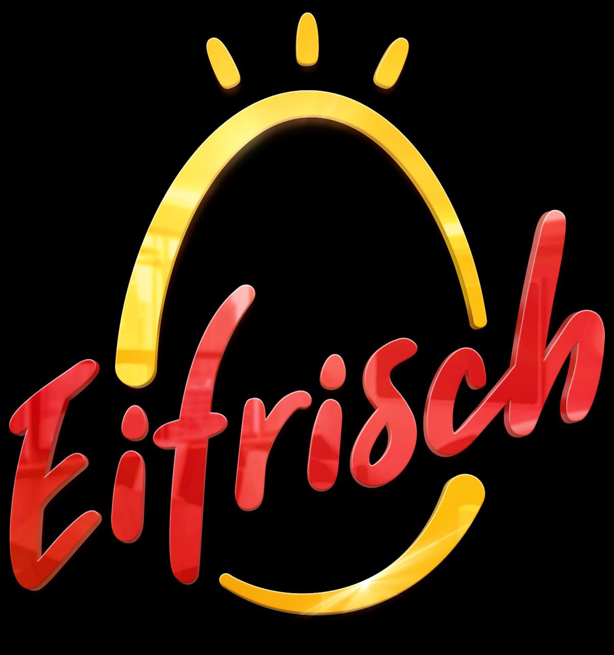 Von der Werbeagentur Frese & Wolff entwickeltes Logo für die Firma Eifrisch, das eine Mischung aus Sonne und Ei mit dem Schriftzug Eifrisch zeigt