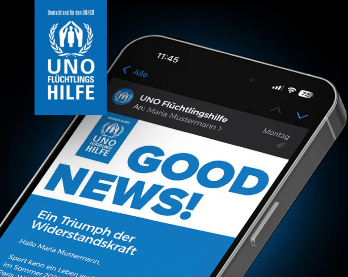 Newsletter und Landingpage UNO Flüchtlingshilfe von Frese & Wolff Werbeagentur