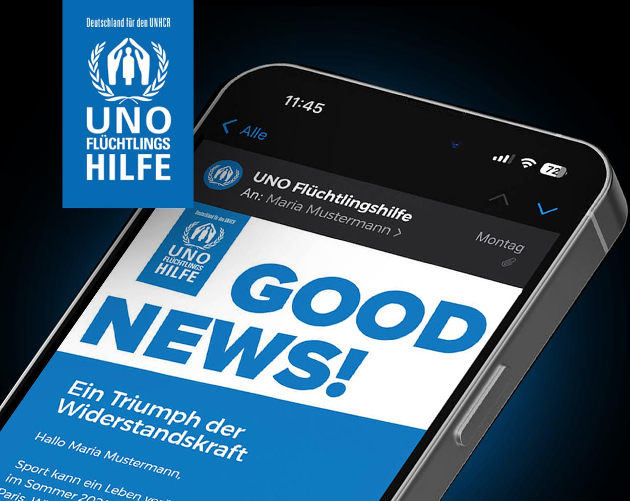 Newsletter und Landingpage UNO Flüchtlingshilfe von Frese & Wolff Werbeagentur