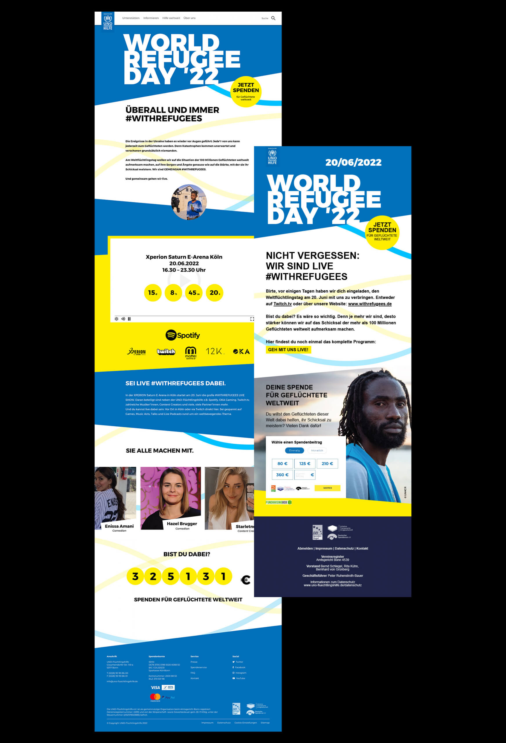 UNO Flüchtlingshilfe "Landingpage zum World Refugee Day 2022"