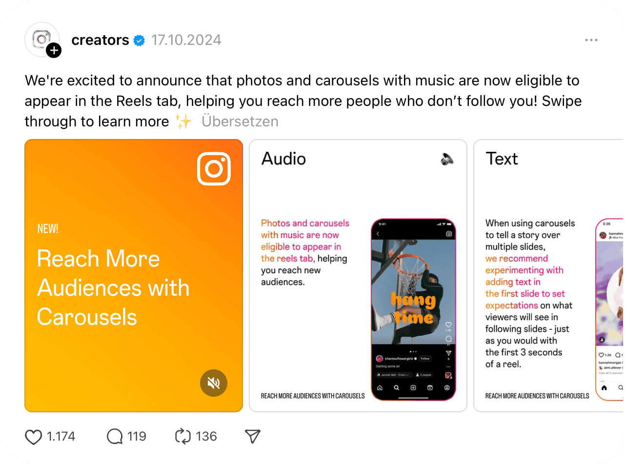 Mehr Reichweite auf Instagram durch Carousels - Frese & Wolff Social Media Marketing Agentur