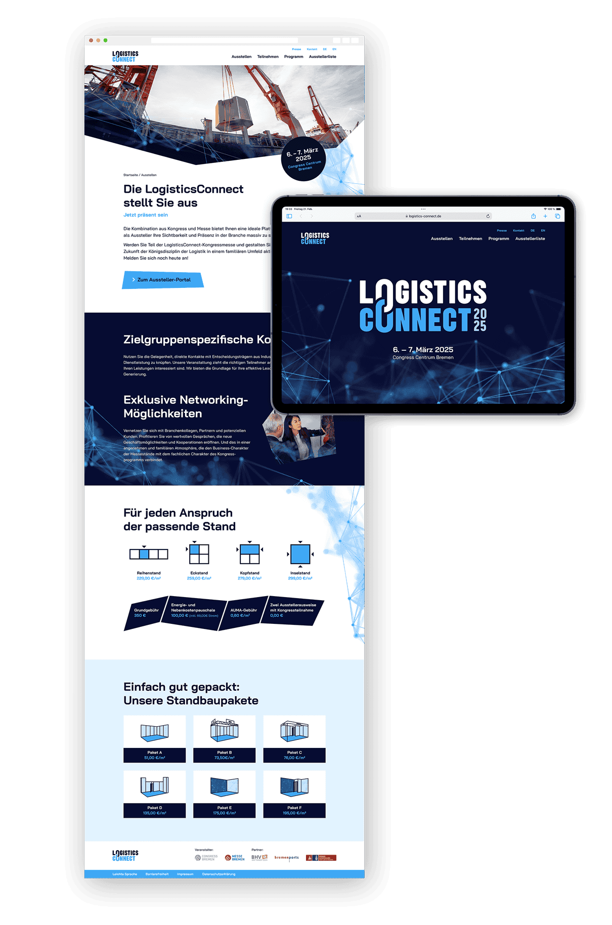Website im Look des Corporate Designs der Veranstaltung LogisticsConnect